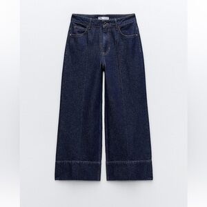 Zara Crop Wide Leg Dark Wash Jeans Size 4